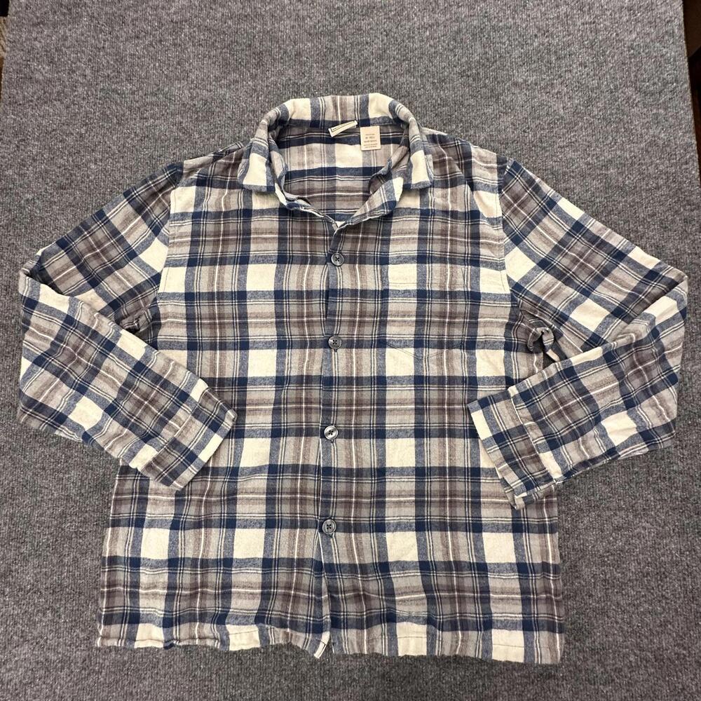 LL Bean Mens Plaid‎ Cotton Button Down Shirt Blue Grey Medium Regular 500244